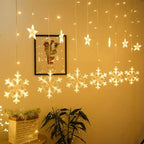 Snowflake LED String Lights – Star Decorative Curtain Lights, 1 Set (6 Snowflakes + 6 Stars) for Holiday Parties, Room Décor, Decorative LED String Lights