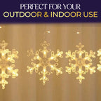 Snowflake LED String Lights – Star Decorative Curtain Lights, 1 Set (6 Snowflakes + 6 Stars) for Holiday Parties, Room Décor, Decorative LED String Lights