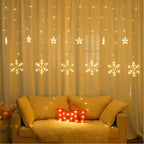 Snowflake LED String Lights – Star Decorative Curtain Lights, 1 Set (6 Snowflakes + 6 Stars) for Holiday Parties, Room Décor, Decorative LED String Lights