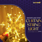 Snowflake LED String Lights – Star Decorative Curtain Lights, 1 Set (6 Snowflakes + 6 Stars) for Holiday Parties, Room Décor, Decorative LED String Lights