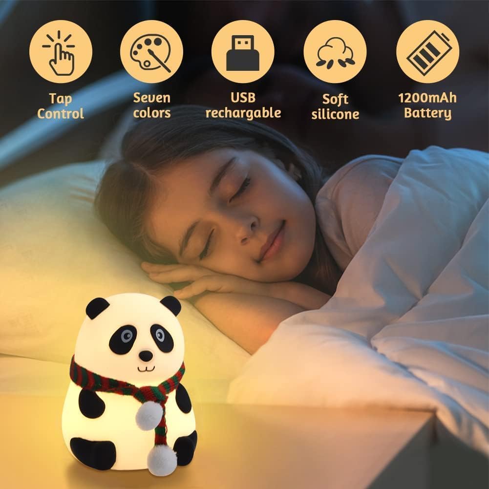 ZYOZ Panda Night Light for Kids | 7-Color LED Changing Lamp |Adorable Room Decor & Gift for Toddlers, Teens, & Valentine's Day Present|Soft BPA-Free Nightlight| Multicolour Secondary image