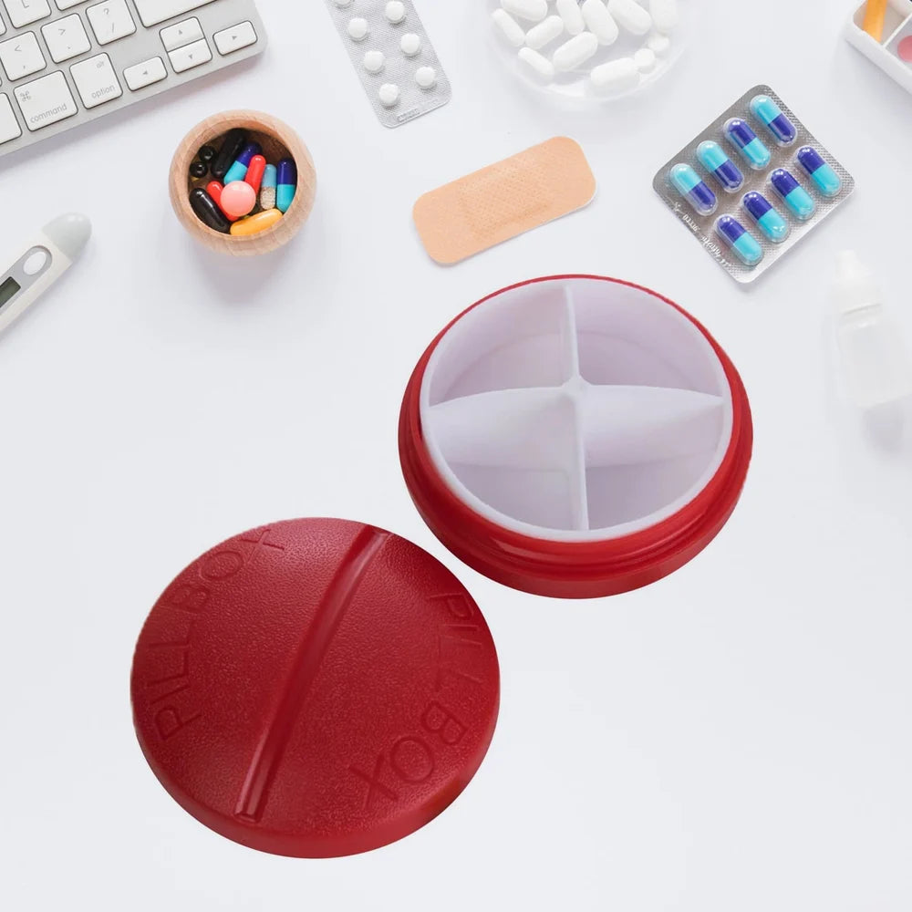 Travel Organizer Mini Round Pill Box With Compartment Medicine Storage Dispenser Size 7*7*4cm Random Color Secondary image