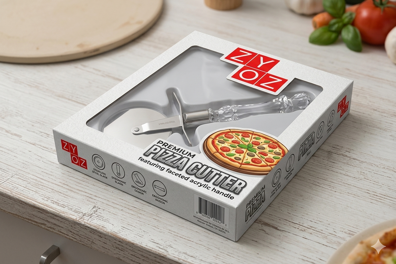 ZYOZ  Stainless Steel Pizza Cutter with Acrylic Handle 1 pc