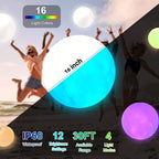 Inflatable Waterproof LED Ball – Light Up Pool Ball, Glowing Beach Ball, Inflatable LED Ball Party Toy (1 pc