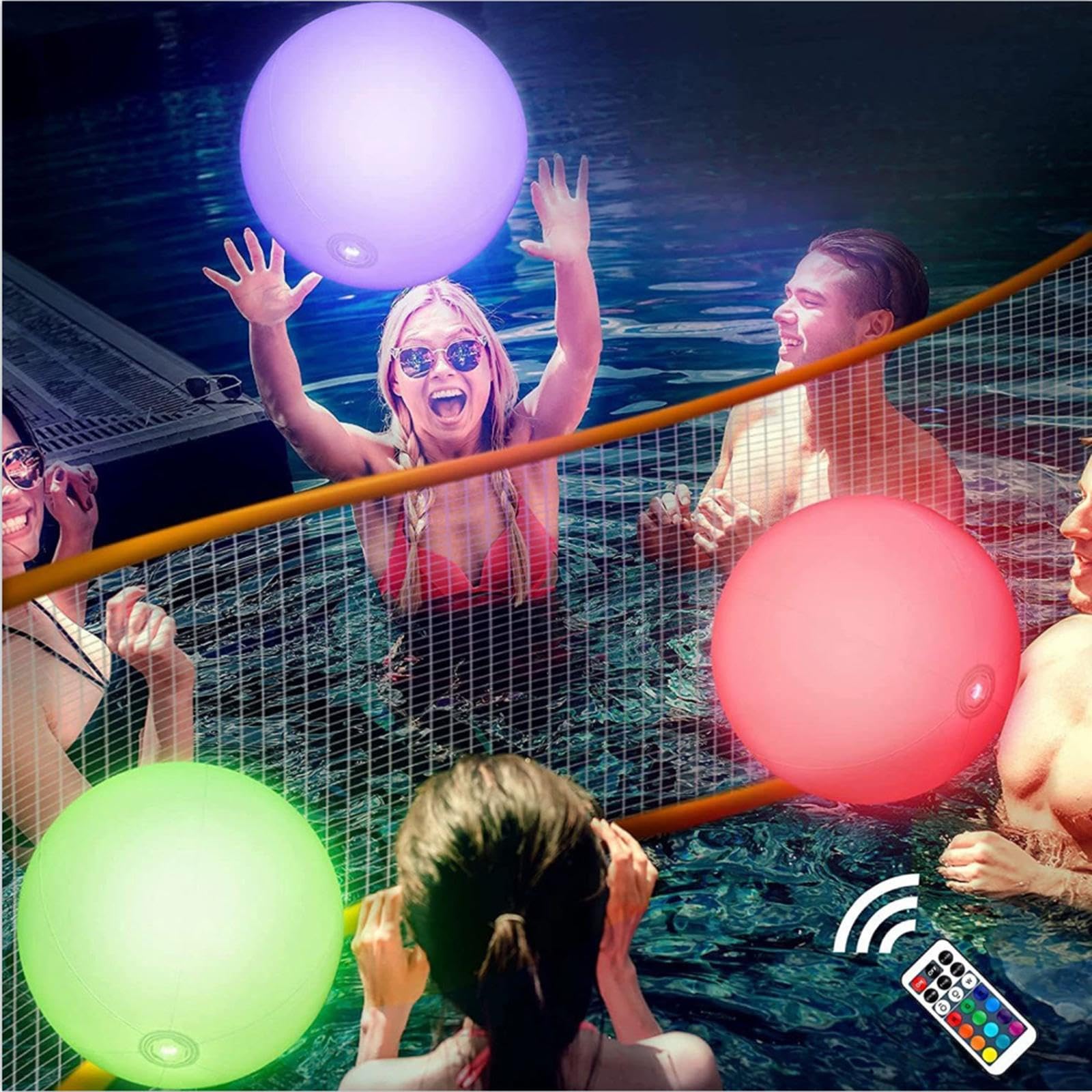 Inflatable Waterproof LED Ball – Light Up Pool Ball, Glowing Beach Ball, Inflatable LED Ball Party Toy (1 pc