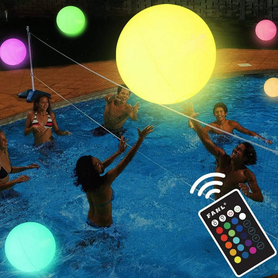 Inflatable Waterproof LED Ball – Light Up Pool Ball, Glowing Beach Ball, Inflatable LED Ball Party Toy (1 pc