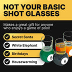 Billiards Pool Ball Shot Glasses, Set of 9 - Fairly Odd Novelties - Fun Sports Bar Drinking Gift Pack, Multicolor,1 ounce