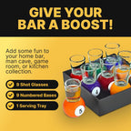 Billiards Pool Ball Shot Glasses, Set of 9 - Fairly Odd Novelties - Fun Sports Bar Drinking Gift Pack, Multicolor,1 ounce
