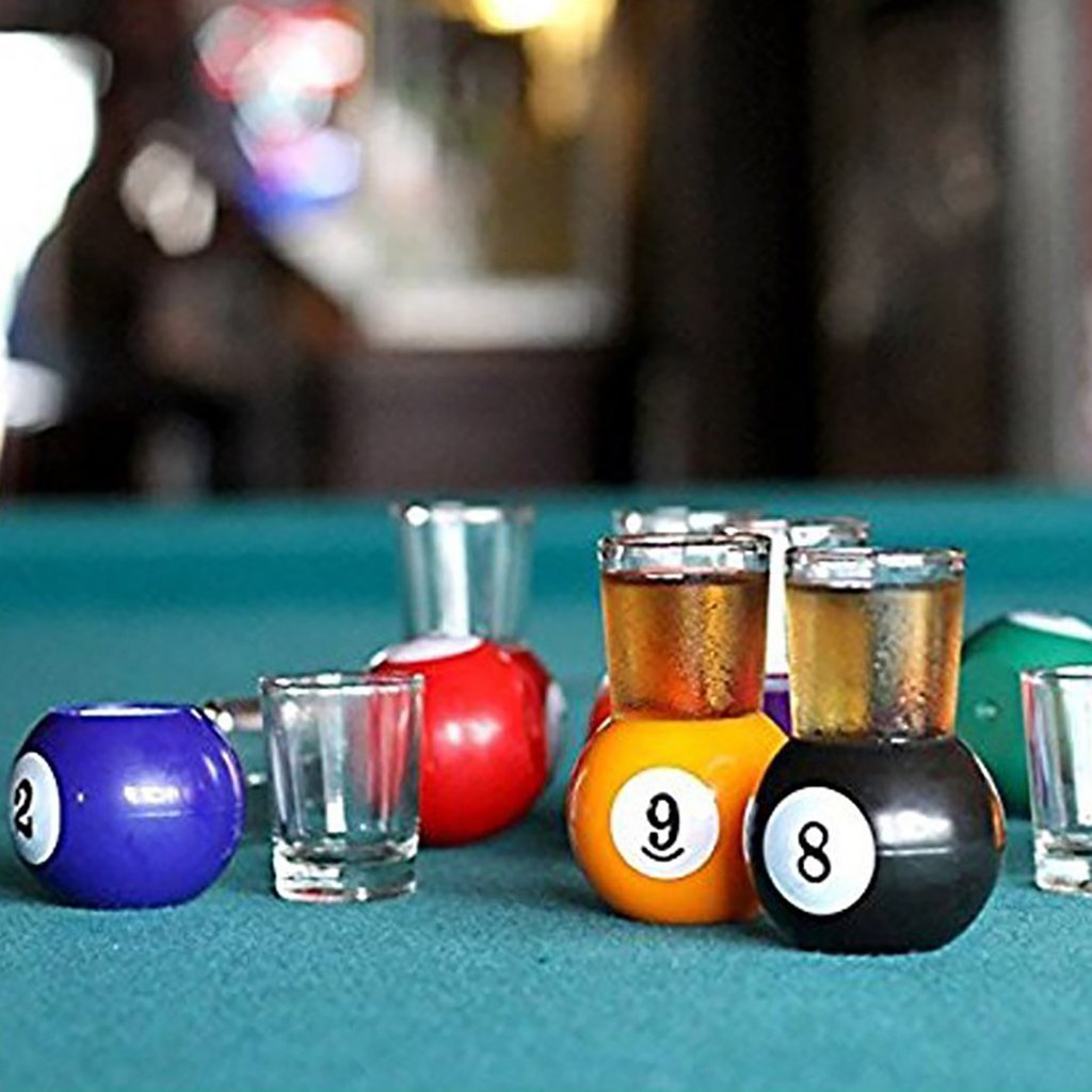 Billiards Pool Ball Shot Glasses, Set of 9 - Fairly Odd Novelties - Fun Sports Bar Drinking Gift Pack, Multicolor,1 ounce Secondary image