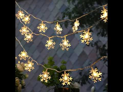 ZYOZ Snowflake LED String Lights – Star Decorative Curtain Lights, 1 Set (6 Snowflakes + 6 Stars) for Holiday Parties, Room Décor, Decorative LED String Lights