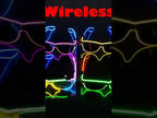 Zyoz Cordless EL Wire Glowing Eyewear – Multi-Color Wireless LED Party Sunglasses (clear lance)