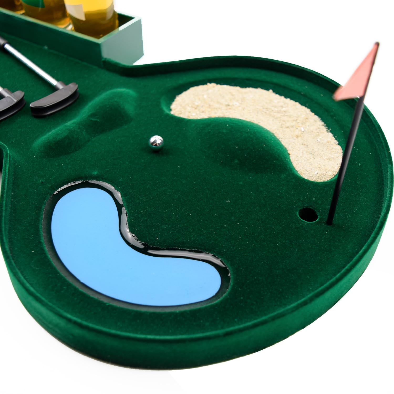 Putt Sip Mini Golf Drinking Game Set for Adults Portable Indoor/Outdoor Realistic Putting Green with Metal Shot Glasses, Golf Balls Clubs Fun Party Games for Golf Lovers, Nights Social Gatherings