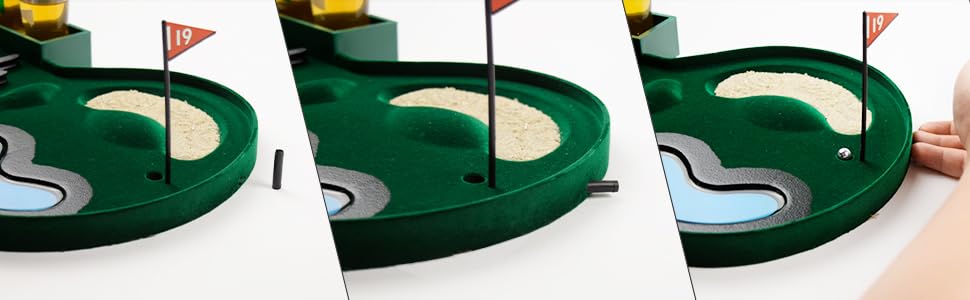 Putt Sip Mini Golf Drinking Game Set for Adults Portable Indoor/Outdoor Realistic Putting Green with Metal Shot Glasses, Golf Balls Clubs Fun Party Games for Golf Lovers, Nights Social Gatherings
