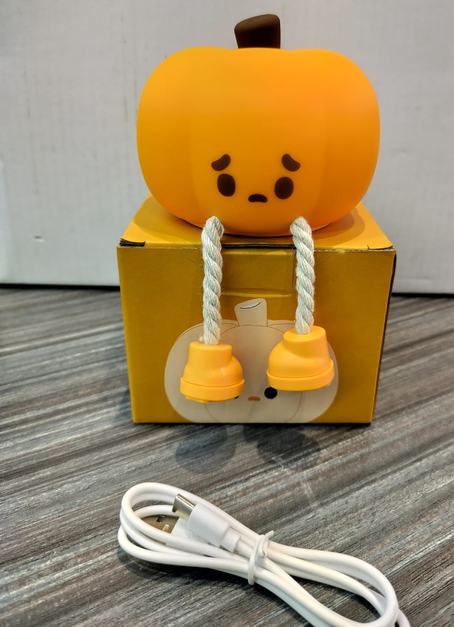 Pumpkin Night Light - 3 Level Dimmable Cute Led Pumpkin Lamp, Silicone Dimmable Nursery Nightlight for Kids, Rechargeable Bedside Tap Lamp, Funny Office Desk Decor and Gift,Orange