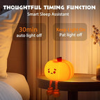 Pumpkin Night Light - 3 Level Dimmable Cute Led Pumpkin Lamp, Silicone Dimmable Nursery Nightlight for Kids, Rechargeable Bedside Tap Lamp, Funny Office Desk Decor and Gift,Orange