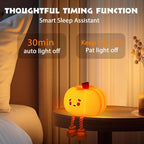 Pumpkin Night Light - 3 Level Dimmable Cute Led Pumpkin Lamp, Silicone Dimmable Nursery Nightlight for Kids, Rechargeable Bedside Tap Lamp, Funny Office Desk Decor and Gift,Orange