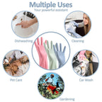 Heavy Duty Reusable Rubber Gloves for Dishwashing, Kitchen Cleaning - Non-Slip Long Elbow Gloves for Gardening, Laundry Waterproof Bathroom Cleaning Gloves (random colour)