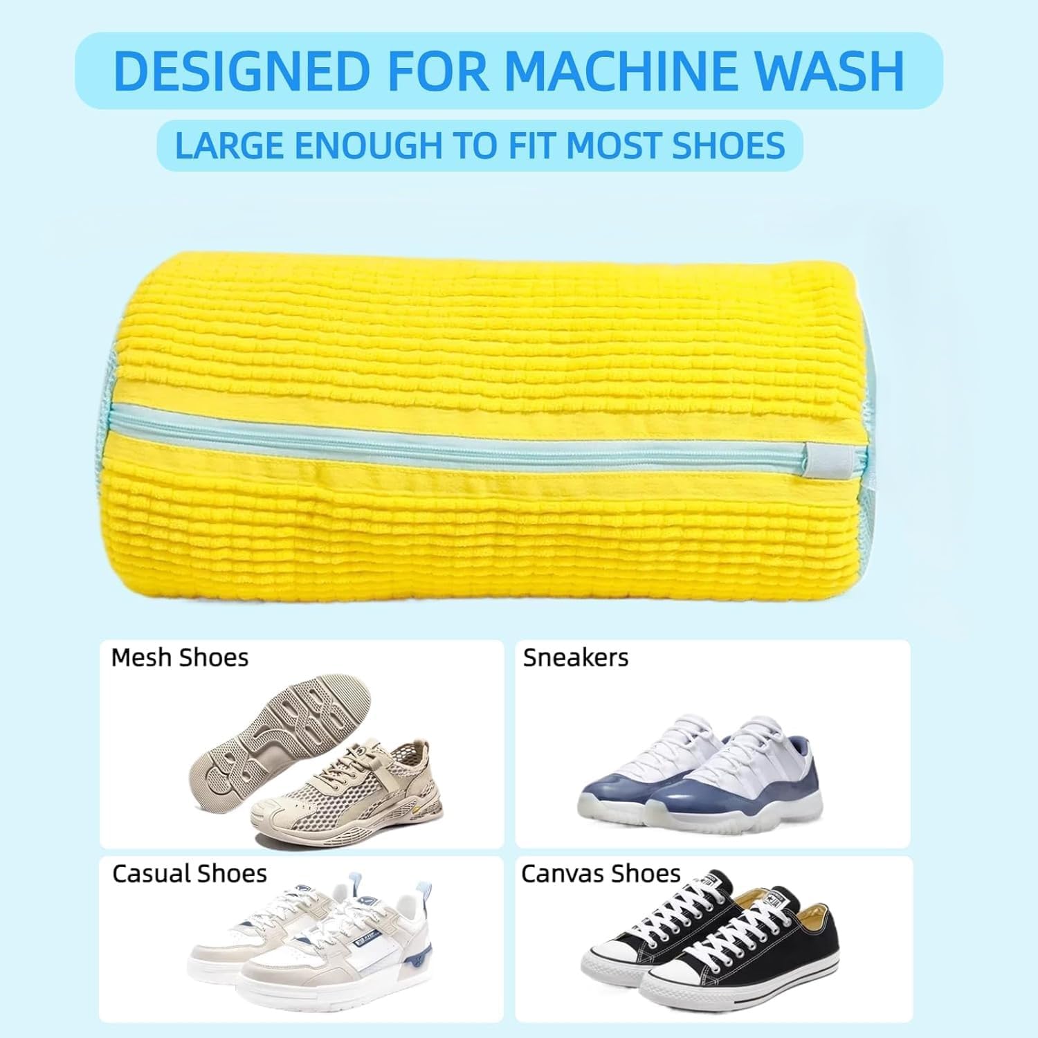 Shoe Washing Machine Bag Laundry Shoe Bag for Washer & Dryer, Reusable with Durable Zipper for Sneakers & Delicates 360° Deep Cleaning Washable Laundry Organizer Bag