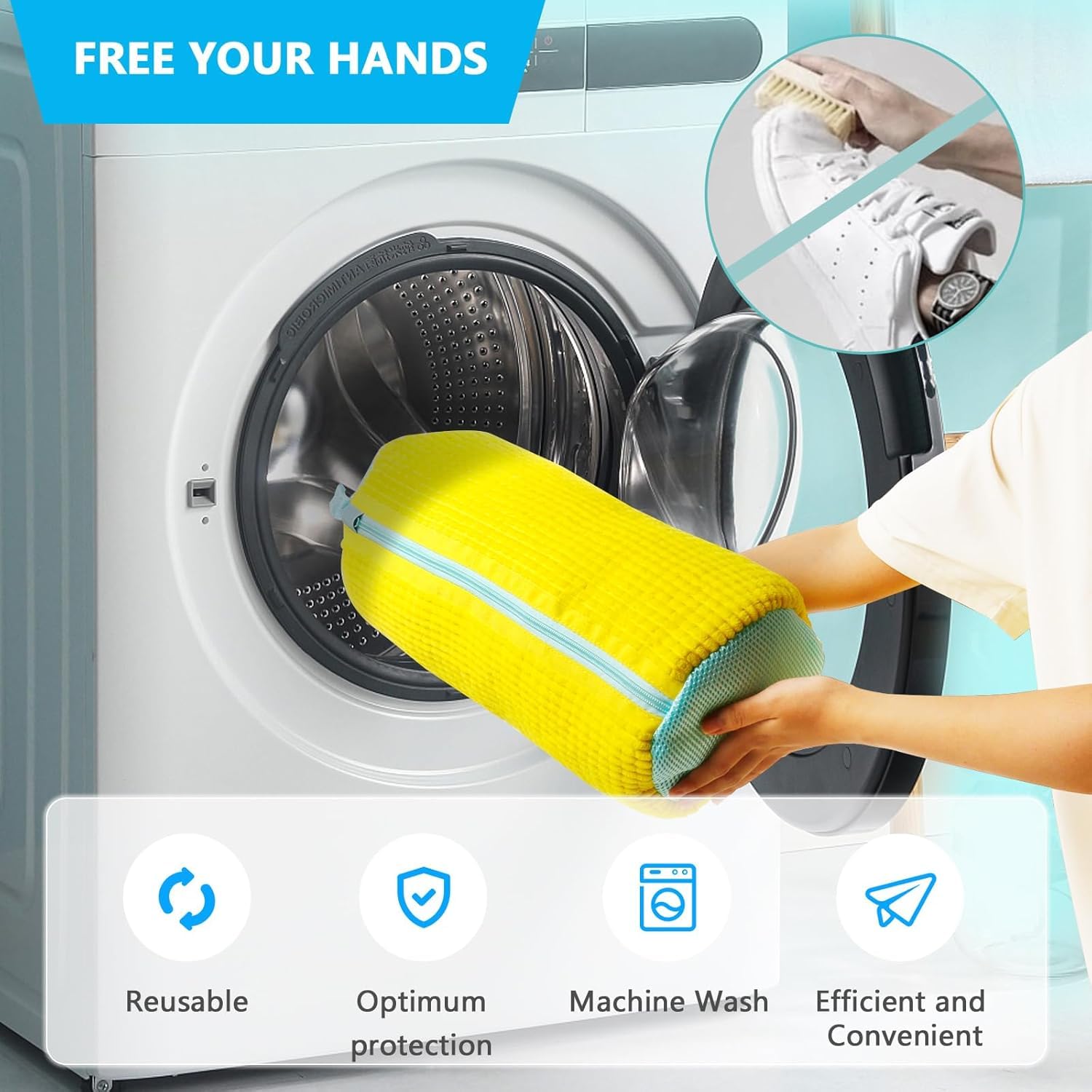 ZYOZ Shoe Washing Machine Bag Laundry Shoe Bag for Washer & Dryer, Reusable with Durable Zipper for Sneakers & Delicates 360° Deep Cleaning Washable Laundry Organizer Bag Main image