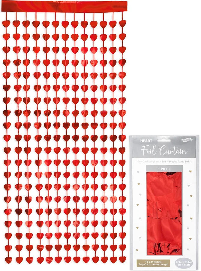 Red Heart Shape Metallic Foil Fringe Curtains for Party Decoration Window Door String Curtain Wedding Birthday Photo Booth Backdrop Party Tassel