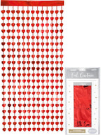 Red Heart Shape Metallic Foil Fringe Curtains for Party Decoration Window Door String Curtain Wedding Birthday Photo Booth Backdrop Party Tassel