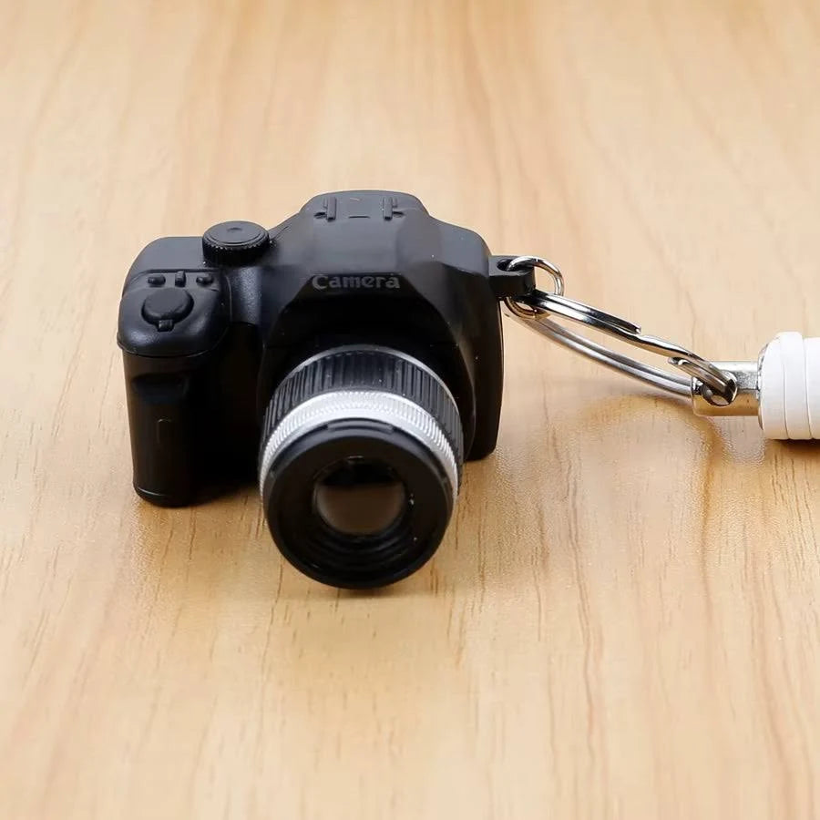 Mini Camera Keychain Toy with Flash Light & Shutter Sound – DSLR Style Key Ring with Chrome Finished Big Ring – Fun Novelty Gift for Kids, Boys, Girls, Return Gifts & Bag Charm
