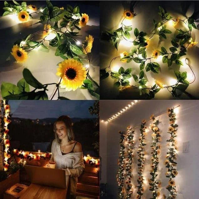 Pcs Sunflower Line for Home Decoration Artificial Flower Hanging Line for Wedding Setup, Festival Decor (220 cm)