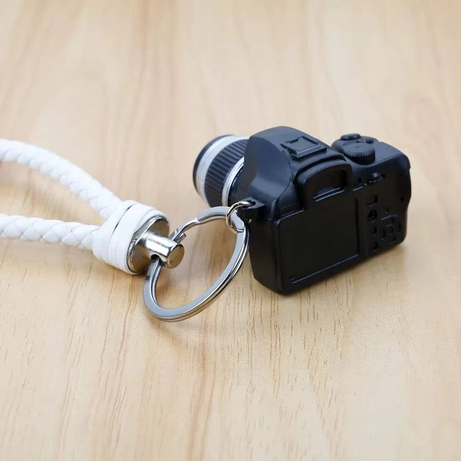 Mini Camera Keychain Toy with Flash Light & Shutter Sound – DSLR Style Key Ring with Chrome Finished Big Ring – Fun Novelty Gift for Kids, Boys, Girls, Return Gifts & Bag Charm
