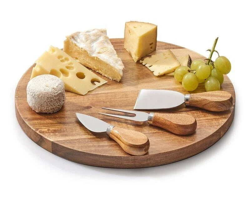 3-Piece Cheese Knife Set – Stainless Steel Cheese Knives with Wooden Handles for Soft, Hard & Semi-Hard Cheese, Elegant Serving & Gift Set Silver 3 pc