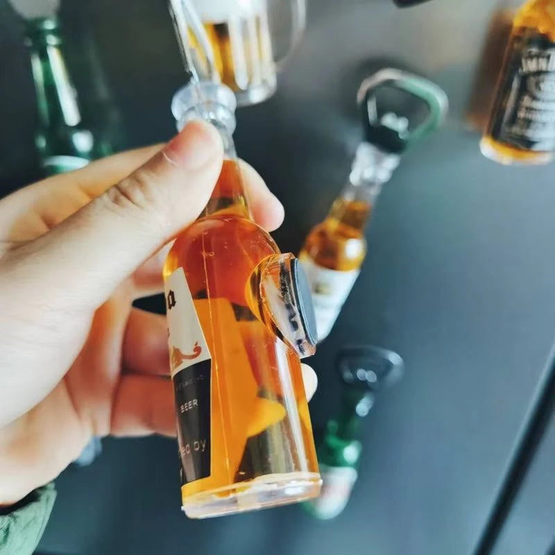 Whiskey Bottle Bottle Opener – Fun Fridge Magnet Opener for Beer, Wine & Soda Bottles 1pc