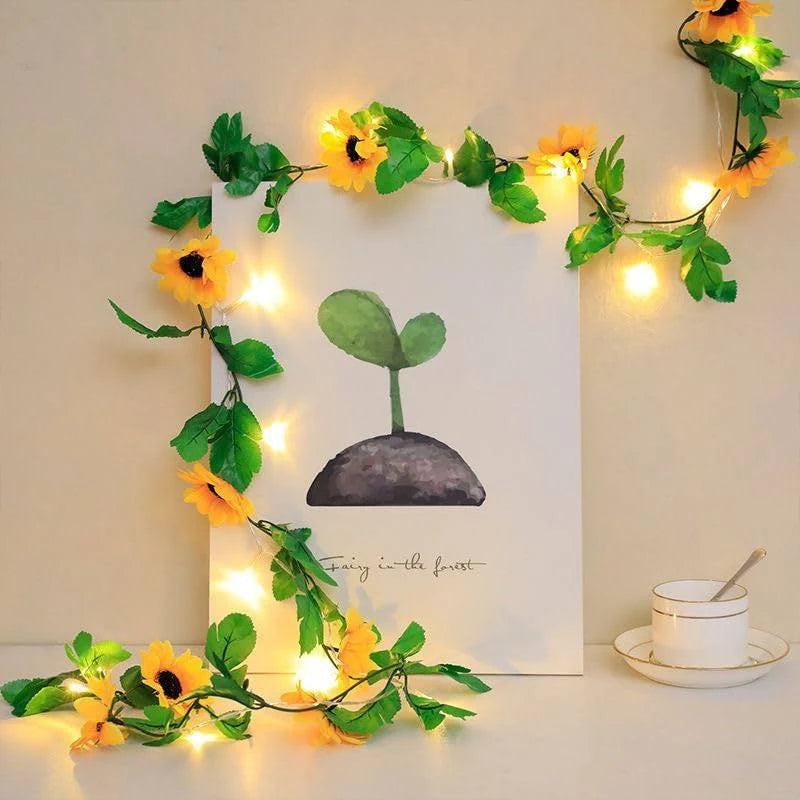 Pcs Sunflower Line for Home Decoration Artificial Flower Hanging Line for Wedding Setup, Festival Decor (220 cm)