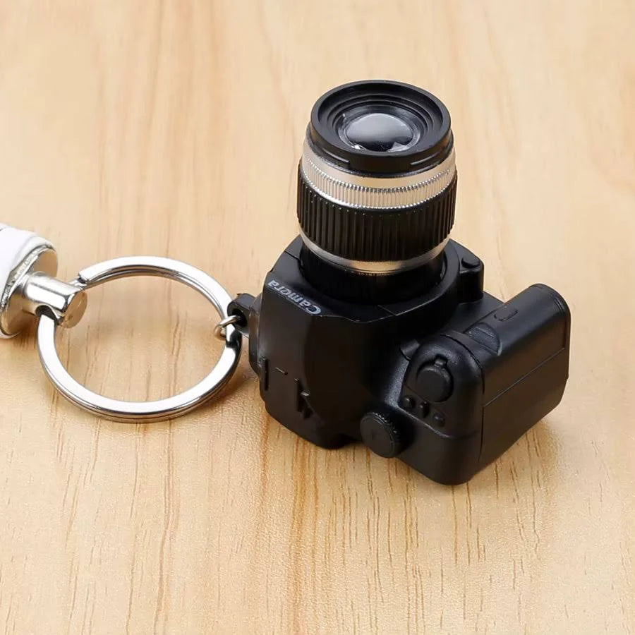 Mini Camera Keychain Toy with Flash Light & Shutter Sound – DSLR Style Key Ring with Chrome Finished Big Ring – Fun Novelty Gift for Kids, Boys, Girls, Return Gifts & Bag Charm