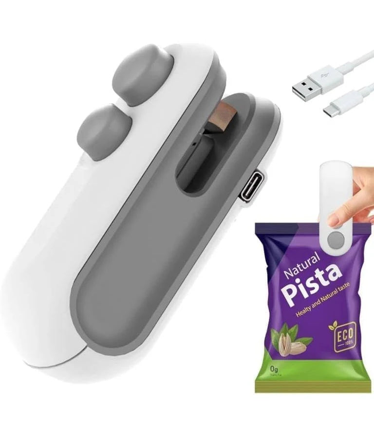 Mini Bag Sealer, Rechargeable 2 in 1 Bag Sealer Heat Seal with Cutter, Portable Bag Resealer for Chip Bags, Plastic Bag Sealer Machine for Snacks and Freshness Food Storage