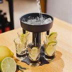 6-Shot Glass Dispenser & Holder Fill Liquids with Ease, Includes 6 Small Cups, Perfect for Bars, Parties, Multiple dispensers are Available, Fun Slogan Dispenser for a Great Party Vibe