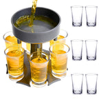 6-Shot Glass Dispenser & Holder Fill Liquids with Ease, Includes 6 Small Cups, Perfect for Bars, Parties, Multiple dispensers are Available, Fun Slogan Dispenser for a Great Party Vibe