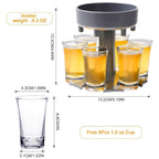 6-Shot Glass Dispenser & Holder Fill Liquids with Ease, Includes 6 Small Cups, Perfect for Bars, Parties, Multiple dispensers are Available, Fun Slogan Dispenser for a Great Party Vibe