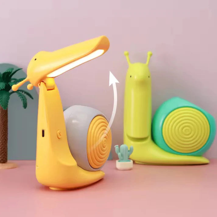 ZYOZ Cute LED Snail Desk Lamp with Stationery Pen Holder – Rechargeable Eye-Caring Reading Light, Adjustable Folding Night Light for Kids, Students, Study Table & Office Decor