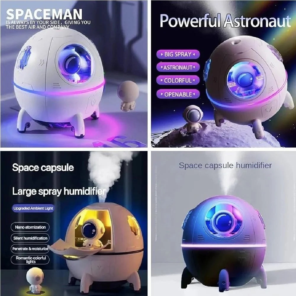 Space Capsule Astronaut Humidifier, Humidifiers for Bedroom, Mini Cute Humidifier,220ml USB Ultrasonic Quiet Air Humidifiers for Home Car Bedroom Office and Travel