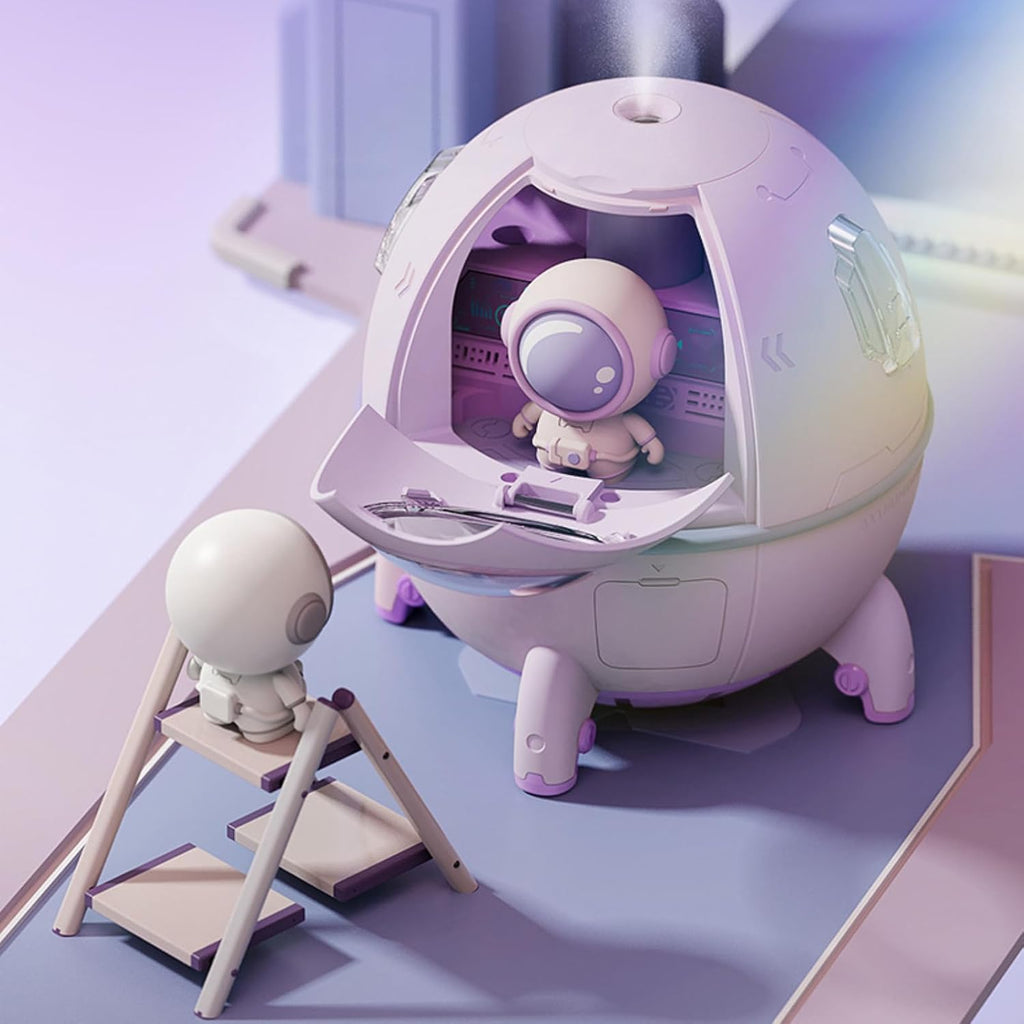 Space Capsule Astronaut Humidifier, Humidifiers for Bedroom, Mini Cute Humidifier,220ml USB Ultrasonic Quiet Air Humidifiers for Home Car Bedroom Office and Travel