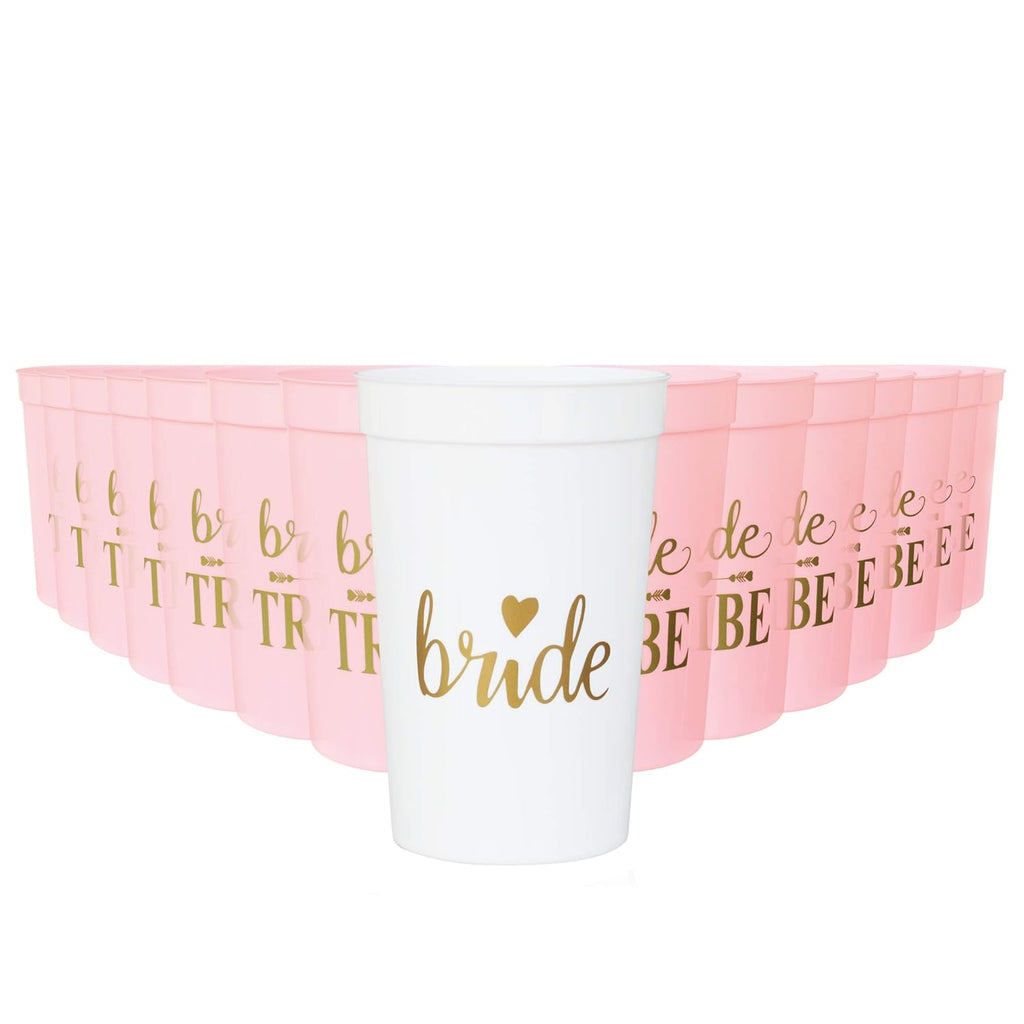 Pink Bride and Bride Tribe Bachelorette Party Cups -set of 8, 16 Ounce| Decoration and Party Supplies for Bachelorette, Bridal Showers, Wedding