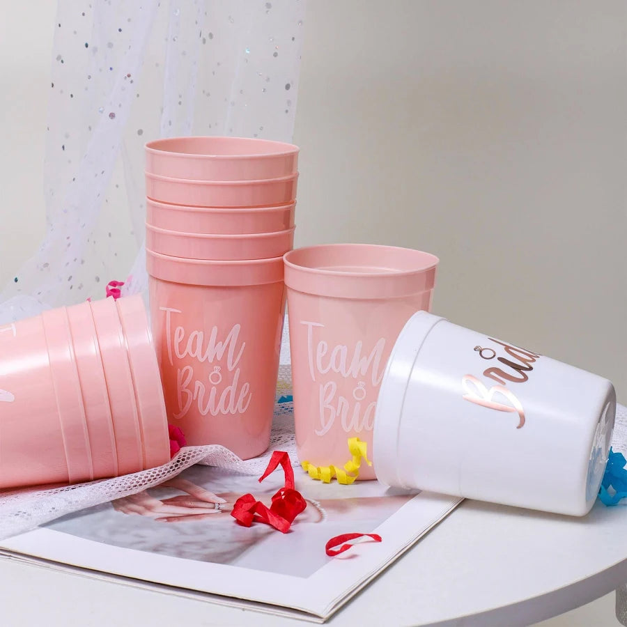 Pink Bride and Bride Tribe Bachelorette Party Cups -set of 8, 16 Ounce| Decoration and Party Supplies for Bachelorette, Bridal Showers, Wedding