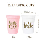 Pink Bride and Bride Tribe Bachelorette Party Cups -set of 8, 16 Ounce| Decoration and Party Supplies for Bachelorette, Bridal Showers, Wedding