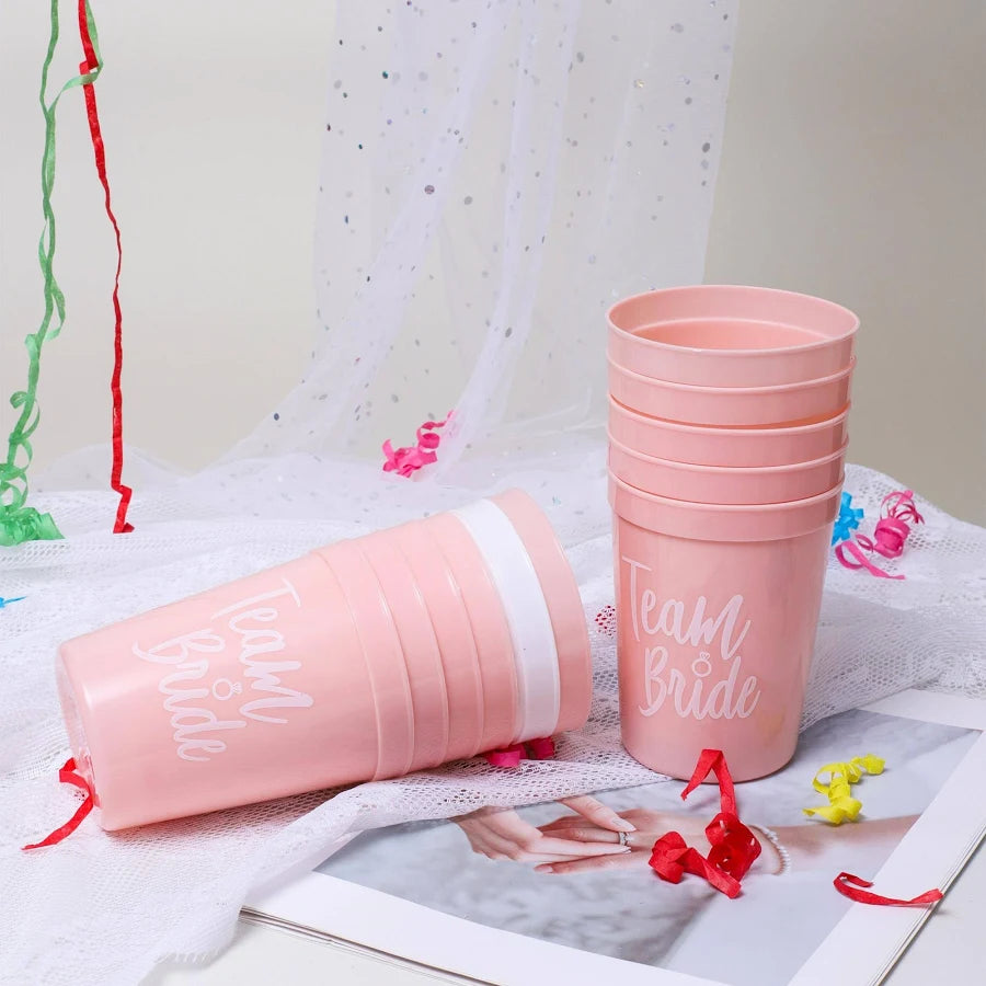 Pink Bride and Bride Tribe Bachelorette Party Cups -set of 8, 16 Ounce| Decoration and Party Supplies for Bachelorette, Bridal Showers, Wedding