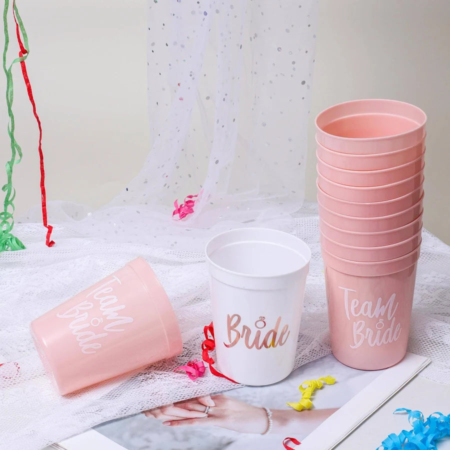 Pink Bride and Bride Tribe Bachelorette Party Cups -set of 8, 16 Ounce| Decoration and Party Supplies for Bachelorette, Bridal Showers, Wedding