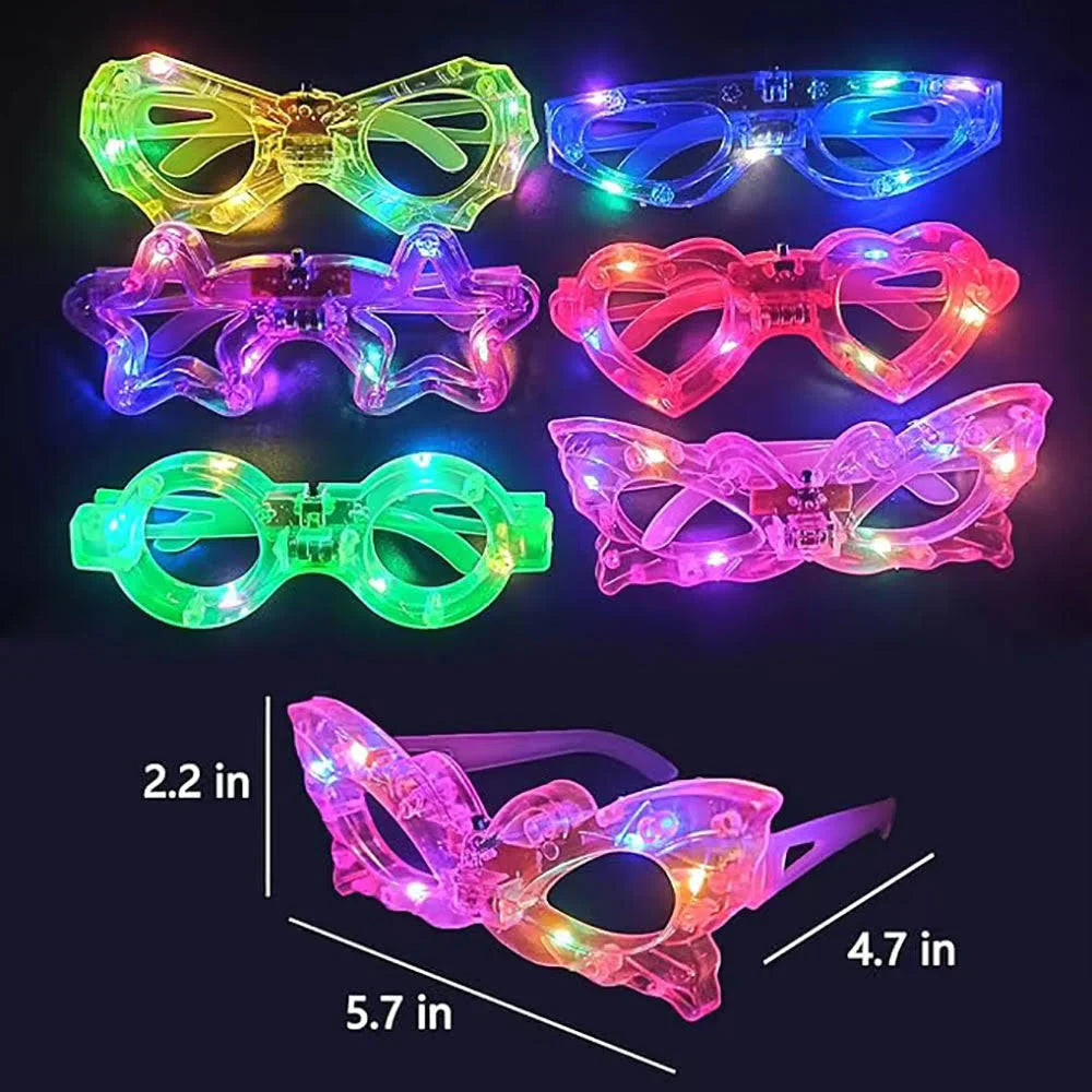 ZYOZ (Pack of 6) LED Party Goggles – Glow in the Dark Random Design Sunglasses  for Kids Birthday Theme Costume Return(random colour) Secondary image