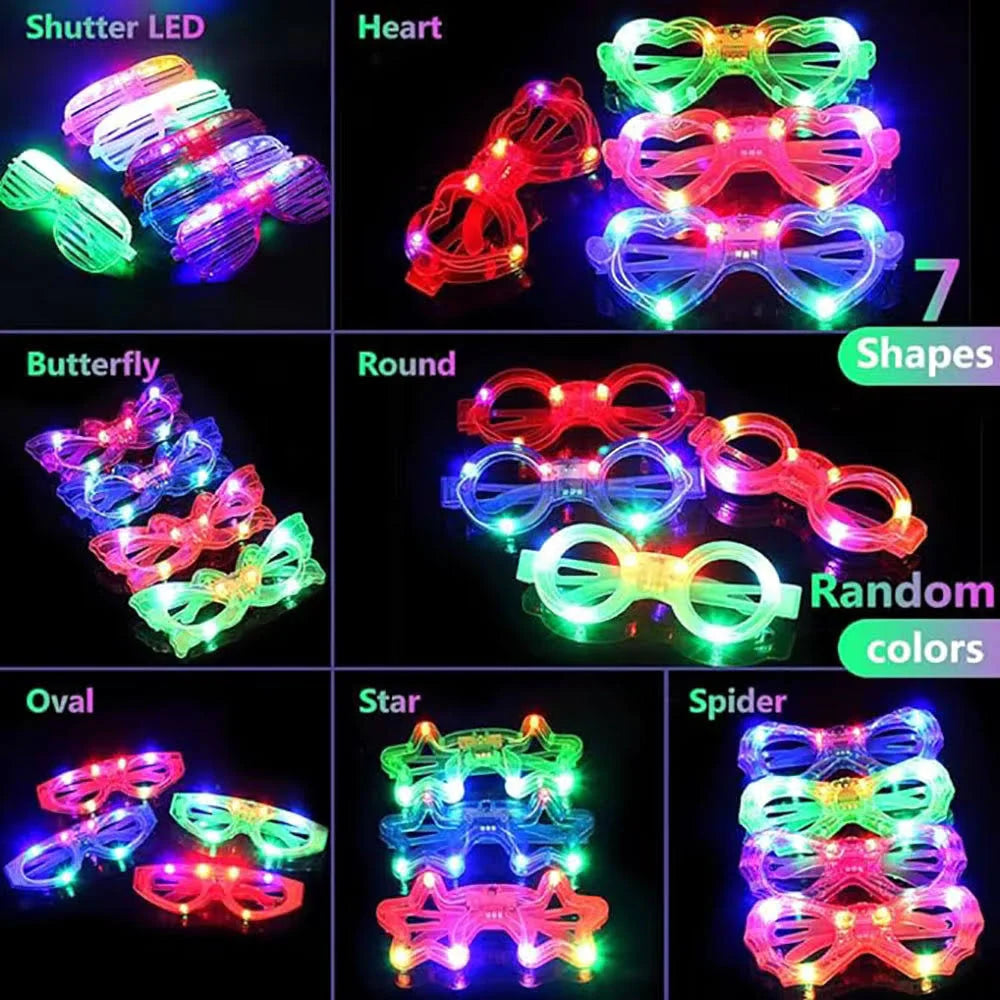 ZYOZ (Pack of 6) LED Party Goggles – Glow in the Dark Random Design Sunglasses  for Kids Birthday Theme Costume Return(random colour)