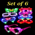 ZYOZ (Pack of 6) LED Party Goggles – Glow in the Dark Random Design Sunglasses  for Kids Birthday Theme Costume Return(random colour)