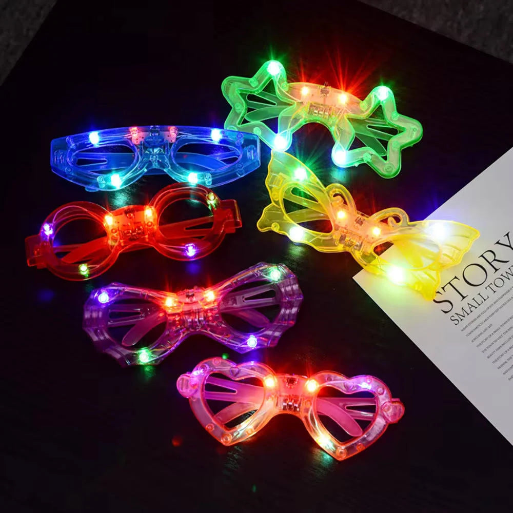 ZYOZ (Pack of 6) LED Party Goggles – Glow in the Dark Random Design Sunglasses  for Kids Birthday Theme Costume Return(random colour)
