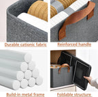 Storage Bag Without Lid (Grey) – Foldable Canvas Wardrobe Organiser, Stackable Steel Frame Storage Bin for Clothes, Bedding, Saree, Blanket & Closet (1)
