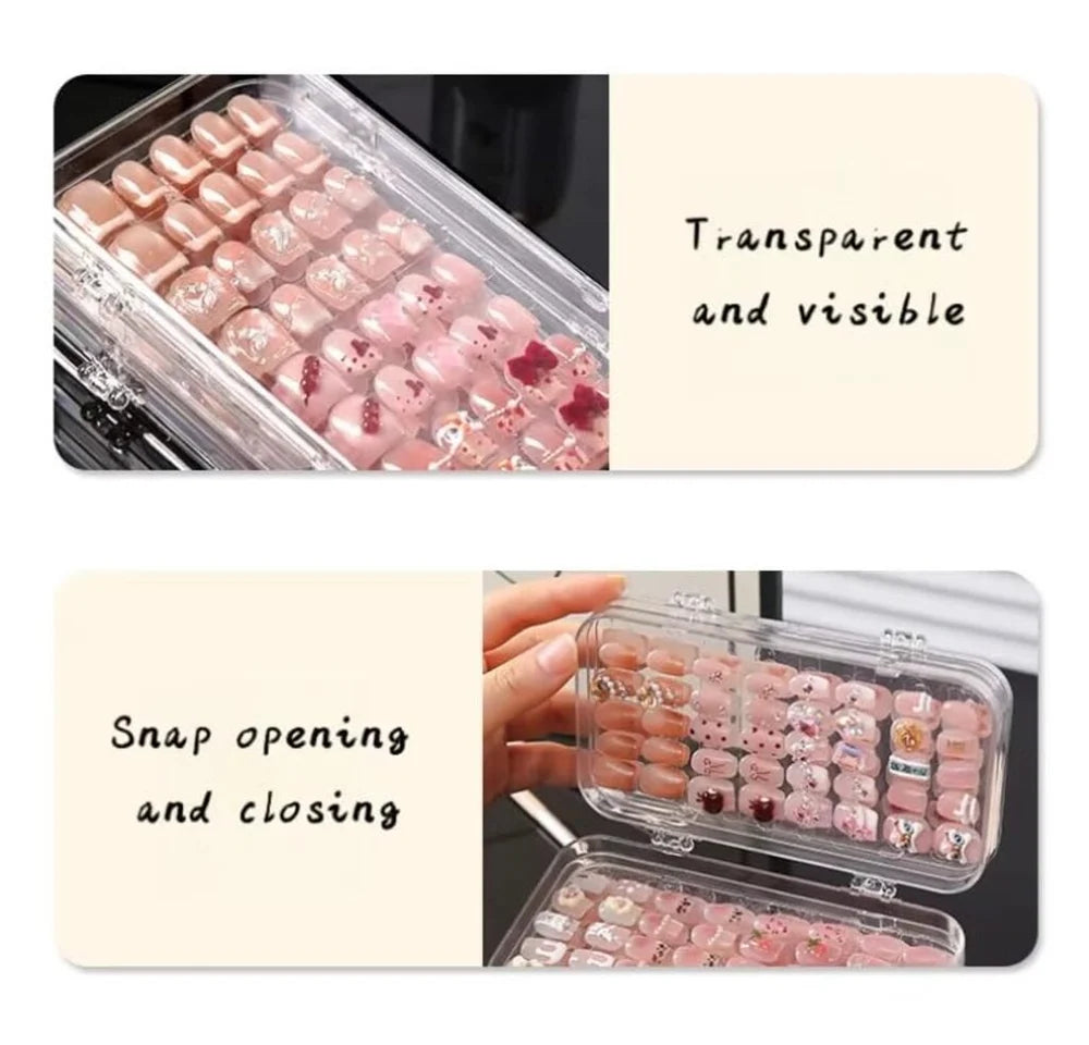 3 Fold Transparent Nail Organizer Case, Portable Nail Storage Box With Multiple Compartments For Nail Art Tools, Ideal For Jewelry, Travel & Home Use